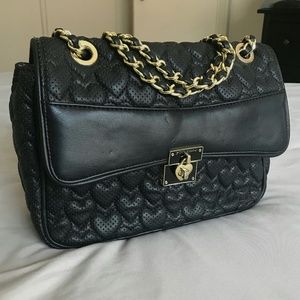Betsey Johnson Black Shoulder Bag with Gold Chain